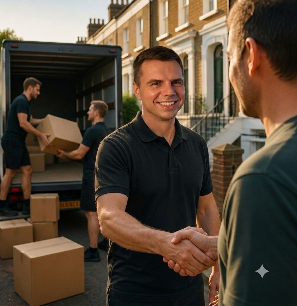Fortex crew member shaking hands with a client on move day